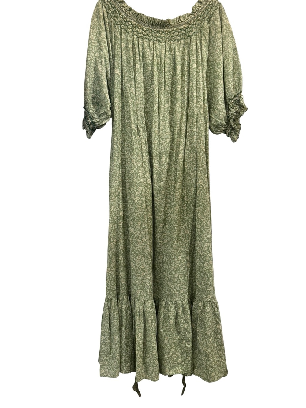 Doen Isidore Cotton Blend Floral Puff Sleeve Smocked On/Off Shoulder Midi Dress - Picture 3 of 5